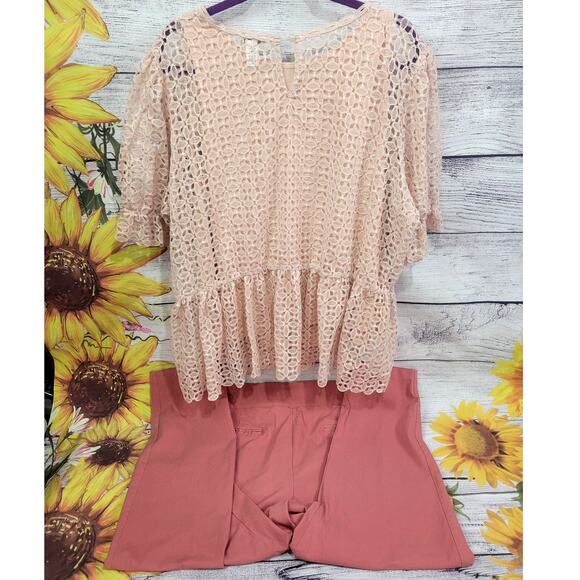 C. Est. 1946 Pink Tank with Crochet overlay & Matching Pants Size See Desc. - Picture 8 of 8